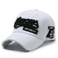 thumbnail image 2 of Women's Vintage Baseball Cap Distressed Denim Letter Patch Distressed Dad Hat Outdoor Sun Protection Casual Hat White One Size, 2 of 4