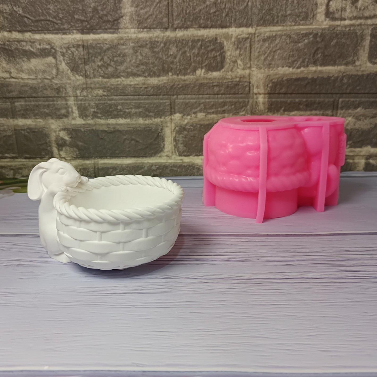 3D Bunnies Basket Silicone Molds for Soap Planter Jewelry Case Epoxy Resin Molds Gypsum Silicone Molds