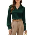 thumbnail image 7 of SOMER Womens Tops Long Sleeve Shirts Lapel V Neck Blouses for Women Dressy Casual Work Going Out,2025 Fall, 7 of 7