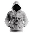 thumbnail image 3 of GHUALURU Mens Skull Graphic Hoodie, Smoky Skull Pullover Sweatshirt, Gothic Halloween Streetwear Top S-4XL，Gray2，2XL, 3 of 6