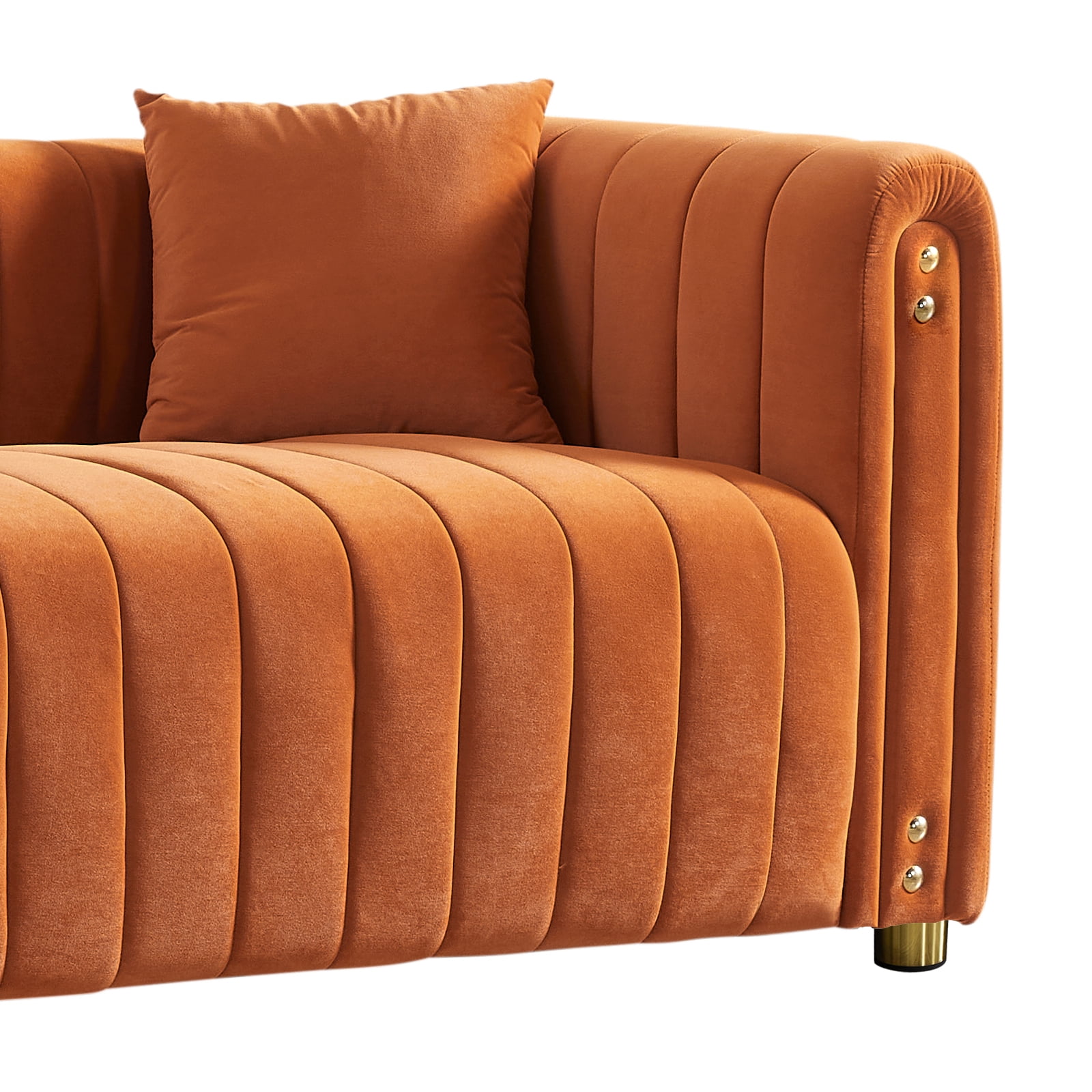 Resenkos Velvet Futon Sofa, Loveseat Couch for Living Room, Bedroom Apartment, Studio and Small Space, Orange