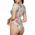 thumbnail image 3 of Haiem Tropical Pitaya Women's Crew Neck Short Sleeve Bodysuit Tops Stretchy Slim Basic-Large, 3 of 9