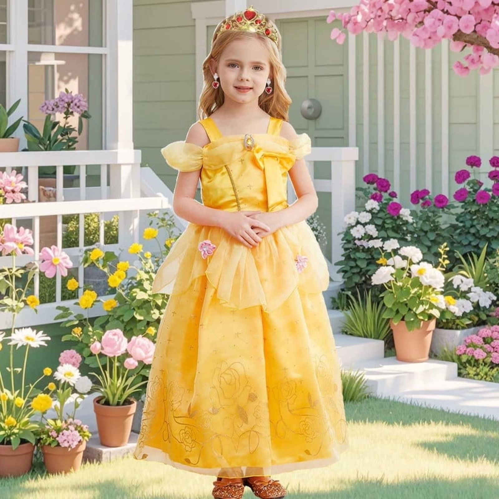 Jurebecia Princess Dress with Accessories, Yellow photo 7