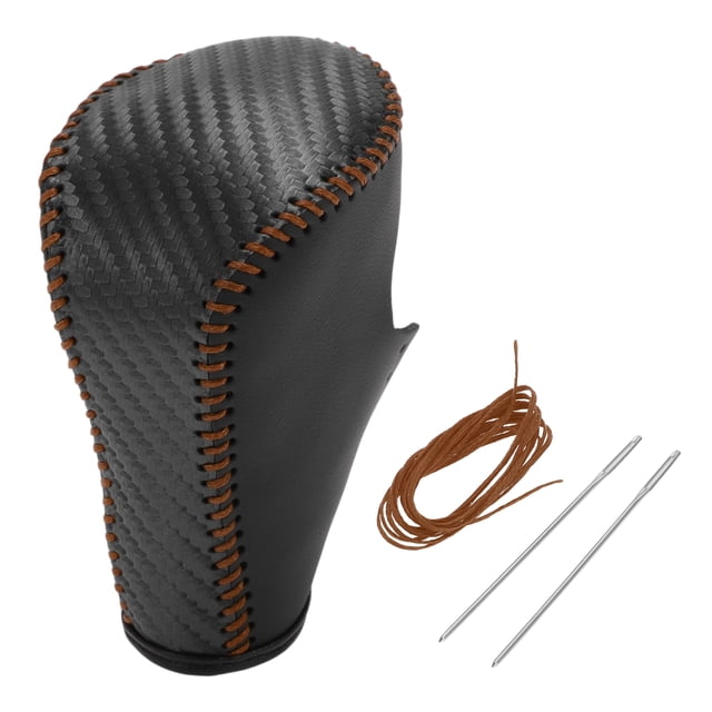 Unique Bargains 1 Pc Cubierta de Pomo de Cambio para Honda Accord 2008-2012 Protector de Mango de Cambio Negro Fibra de Carbono Negro Marrón Cuero Sintético