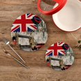 thumbnail image 2 of GZHJMY 2 Pcs Cotton Vintage London Bridge British Flag Woven Pot Holder Trivets Set,Round Coasters Placemat for Cooking Baking Hot Dish Pan Pot Bowl Teapot(7&9 Inches), 2 of 5