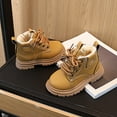 thumbnail image 3 of Toddler Boy's Girl's Winter Booties Lace up Non Slip Platform Lug Sole Fashion Stitching Leather Waterproof Ankle Boots Brown 8 Toddler, 3 of 5