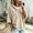 Beige, variant on Women's Casual Knit Poncho Hoodie, Solid Loose 3/4 Sleeve Pullover Sweater, Lightweight Lace-up V-Neck Sweatshirt, Dark Gray XXL