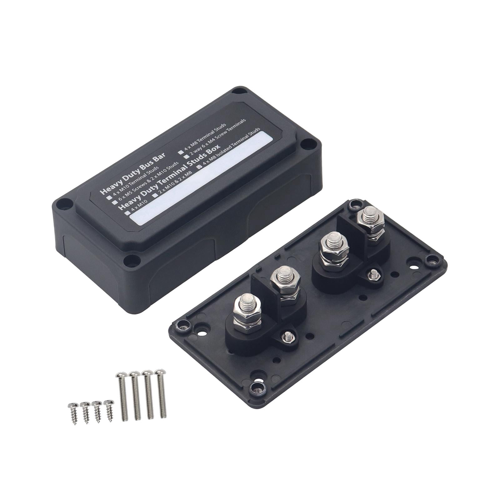 Power Distribution Terminal Block Busbar Box Bus Bar for Yacht RV Boats Black 4 x M8