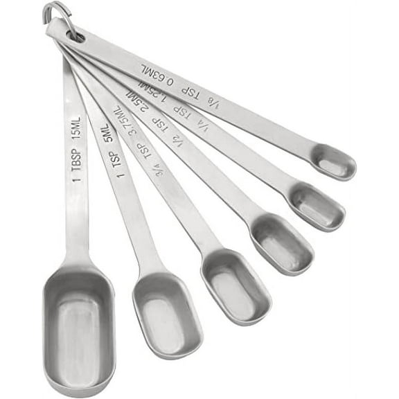 Mrs. Anderson's Baking Liquid Dry Spice Jar Sugar Seasoning Measuring Spoons, Heavyweight 18/8 Stainless steel, Set of 6