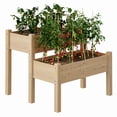 thumbnail image 1 of Cama de Jardín Elevada de Madera – 2 Niveles – 8 Orificios de Drenaje – 160 kg – Patio Exterior – Vegetales, Hierbas y Flores, 1 of 13