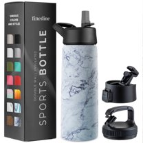 Triple Insulated Stainless Steel Water Bottle with Straw Lid - Flip Top Lid - Wide Mouth Cap (25 oz) Sports Drink Bottle, Keeps Hot and Cold - Great for Hiking & Biking
