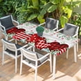 thumbnail image 2 of Valentine's Day Table Cloths for 4 Foot Rectangle Tables, Red Love Heart Eucalyptus Floral Grey Wood Patio Waterproof Elastic Fitted Tablecloths, Washable Rectangular Table Cover for Camping, 2 of 8