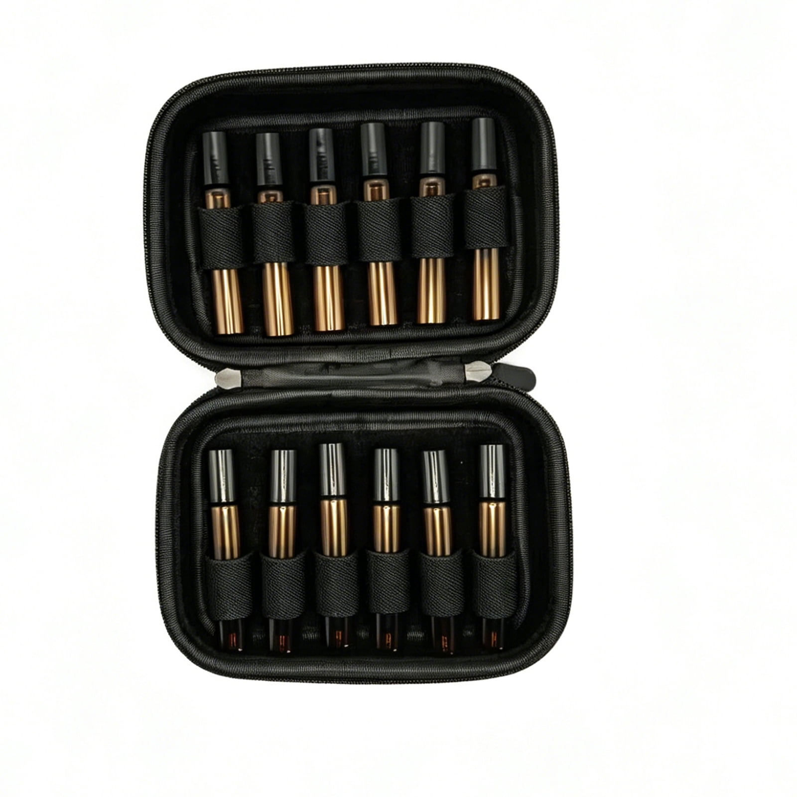 Ncheli Essential Oil Roller Bottle Kit, 12pcs 10ml Amber Glass Roll-On Bottles with Black EVA Hard Case, Funnel, Droppers and Opener Tool, DIY Aromatherapy Travel Set