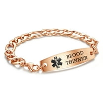 7.5 in Interchangeable medical alert bracelets for men women rose gold blood thinner medical bracelet