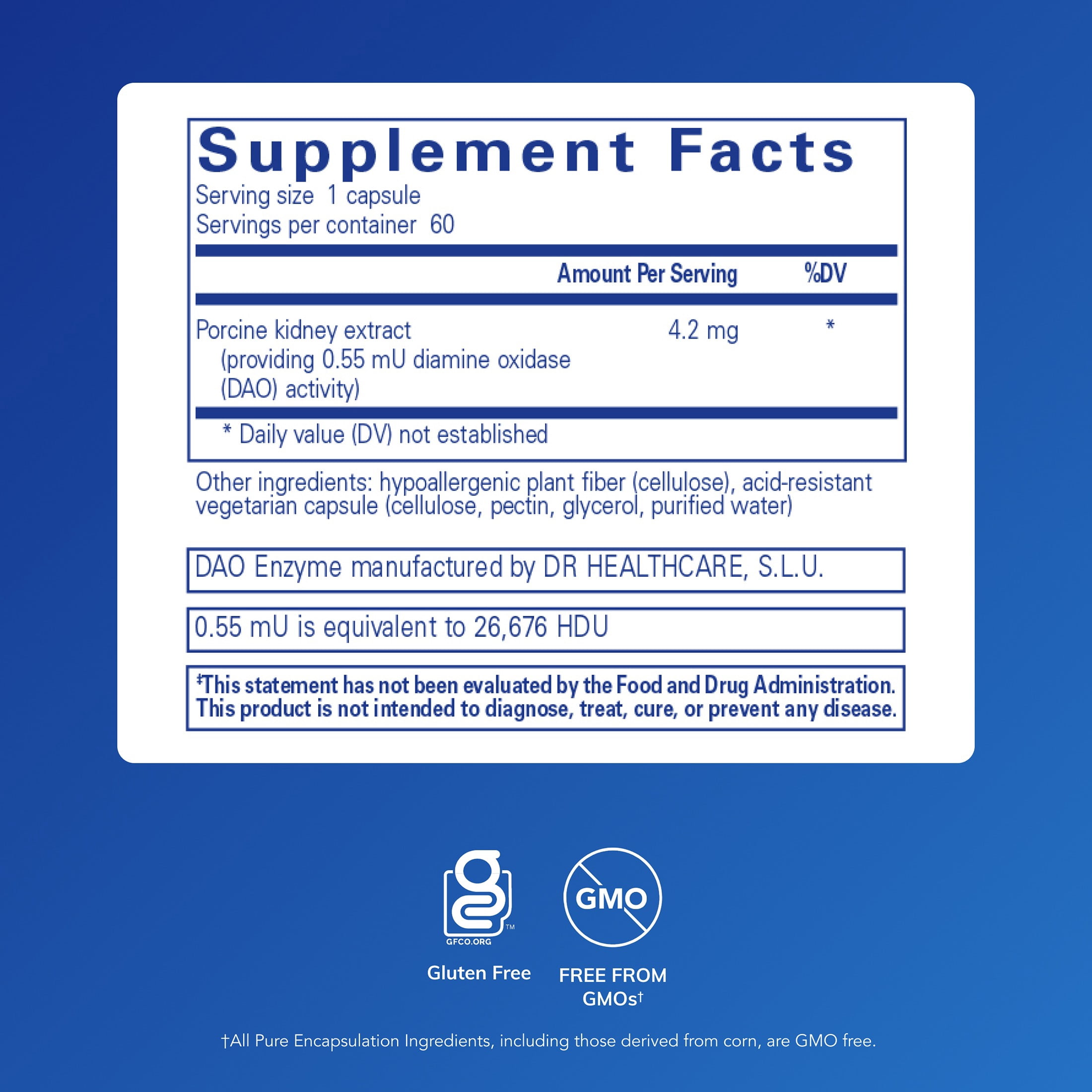 Pure Encapsulations DAO Enzyme - Histamine Breakdown Digestion Support Supplement* - Ease Digestive Discomfort & Skin Sensitivity* - Allergen-Free Health Supplement - 60 Capsules