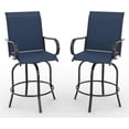 thumbnail image 2 of Memoryfield Outdoor Swivel Bar Stools Set of 2, Bar Height Patio Chairs with High Back & Armrests, Textilene Fabric Bar Stools for Patio, Deck, Backyard & Garden, Blue, 2 of 7