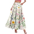 thumbnail image 3 of VBVC Women's Boho Floral Maxi Skirt,Summer Beach Vacation Skirt For Women,Ladies High Waist A-Line Long Skirt with Pockets,White,S-3XL, 3 of 8