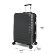 iFLY Fibertech 24 Medium Checked Suitcase – Hardside Expandable Spinner Luggage for Travel, Black