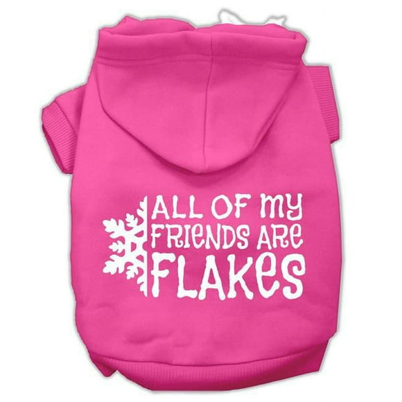 All My Friends Are Flakes Screen Print Pet Hoodies Bright Pink Size Xl (16)