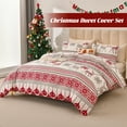 thumbnail image 3 of Smuge Christmas Duvet Cover Queen/Full Size Comforter Cover Reindeer Snowflake Red Stripe Quilt Case Soft Bedding Quilt Cover with 2 Pillow Shams, 3 of 7