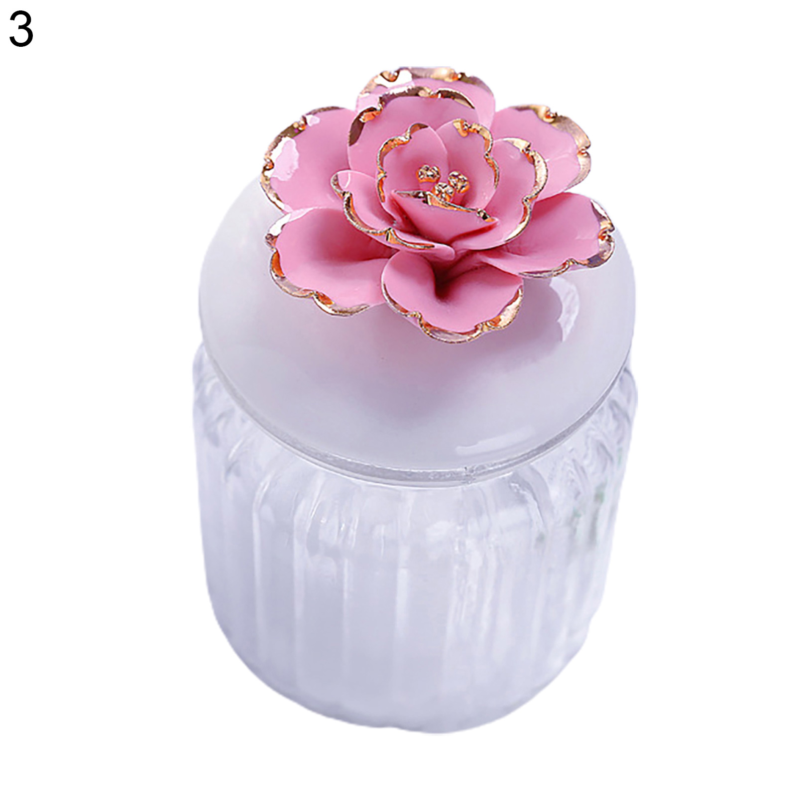 HEVIRGO 240ml Clear Ceramic Glass Jar Delicate Lid Multipurpose