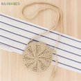 thumbnail image 3 of BadPiggies Women Straw Crossbody Bag Handmade Woven Phone Purse Tassels Crochet Summer Beach Shoulder Bag Round Handbag (Beige), 3 of 8