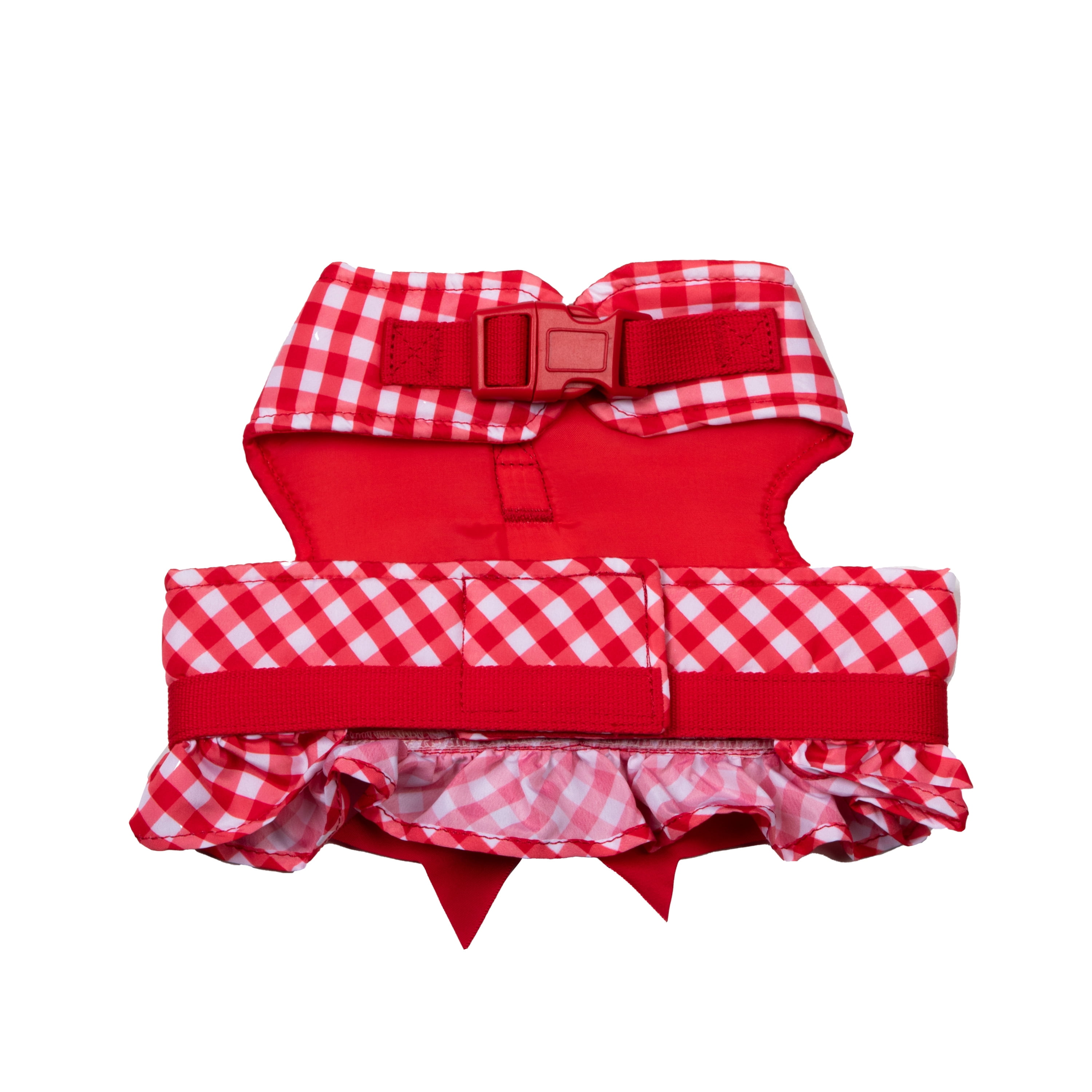 Doggy Parton Dog Walking Harness, Gingham Dog Harness with Bow, Red, Medium