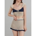 thumbnail image 5 of Caoirhny Women's Summer 2PCS Outfit Sets Sleeveless Knit Tie Up Tops + Contrast Color Skirt, 5 of 9
