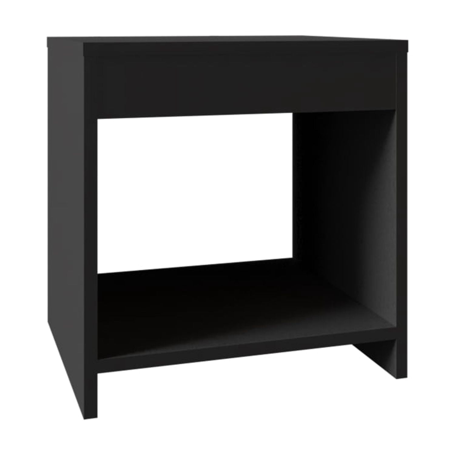 Night Table 16.5"H, Black with Spacious Shelf Ideal for Small Bedrooms