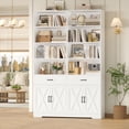 thumbnail image 2 of Hiphuta 78" Tall Double Row Bookcase with 2 Drawers, Farmhouse Large Bookshelf with Cabinet, Storage Bookcase with Doors for Office Living Room, White, 2 of 7
