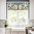 thumbnail image 3 of Marine Life Kitchen Curtains and Valances Set, Vintage Starfish Coral Shell Oil Painting Rod Pocket Window Valance 18 Inch Window Curtain Panels for Living Room Bedroom Laundry, 27.5x24in, 3 Pieces, 3 of 7