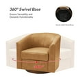 thumbnail image 3 of Genuine Leather Barrel Chair with 360-Degree Swivel Modern and Solid Wood Base for Contemporary Living Room and Office Seating CAMEL, 3 of 9
