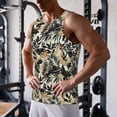 thumbnail image 5 of Fuzoiu Black Palm Leaves Print Men's Workout Tank Tops,Sleeveless Gym Shirt Quick Dry,Fitness Bodybuilding T-Shirt,Muscle Athletic Workout Tee-Medium, 5 of 7