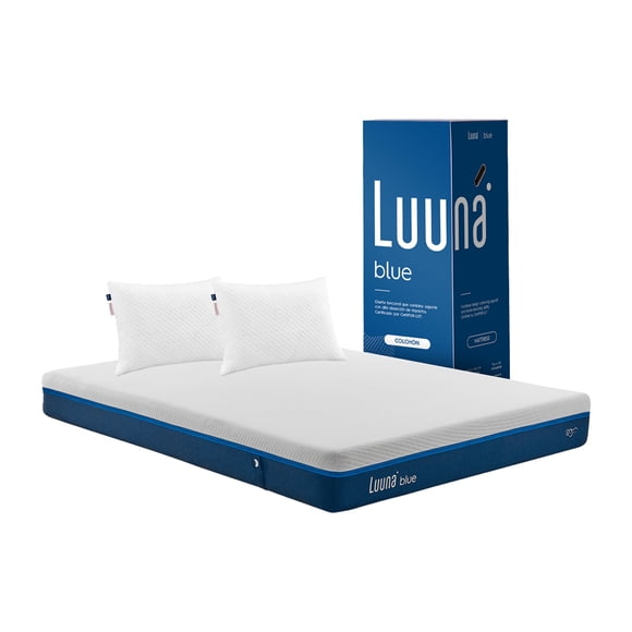 Colchón en Caja Luuna Blue High Support Tamaño Queen Size 190x150cm 2 pack almohadas ajustables