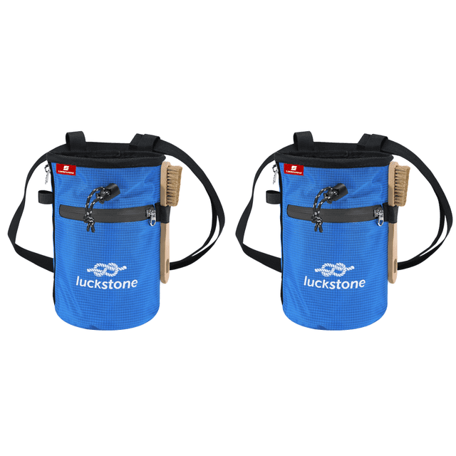 Cubo para Tiza Escalada Con 2 Bolsillos Grandes Y Cepillo () Rojo Azul