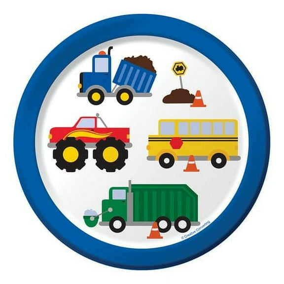 Party Central Trim Traffic Jam Disposable Party Luncheon Plates - 7" - Club Pack of 96