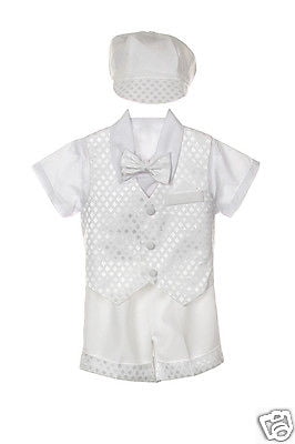 CALDORE USA Baby Boy Christening Outfit Shorts Set with Weaved Stripe Vest