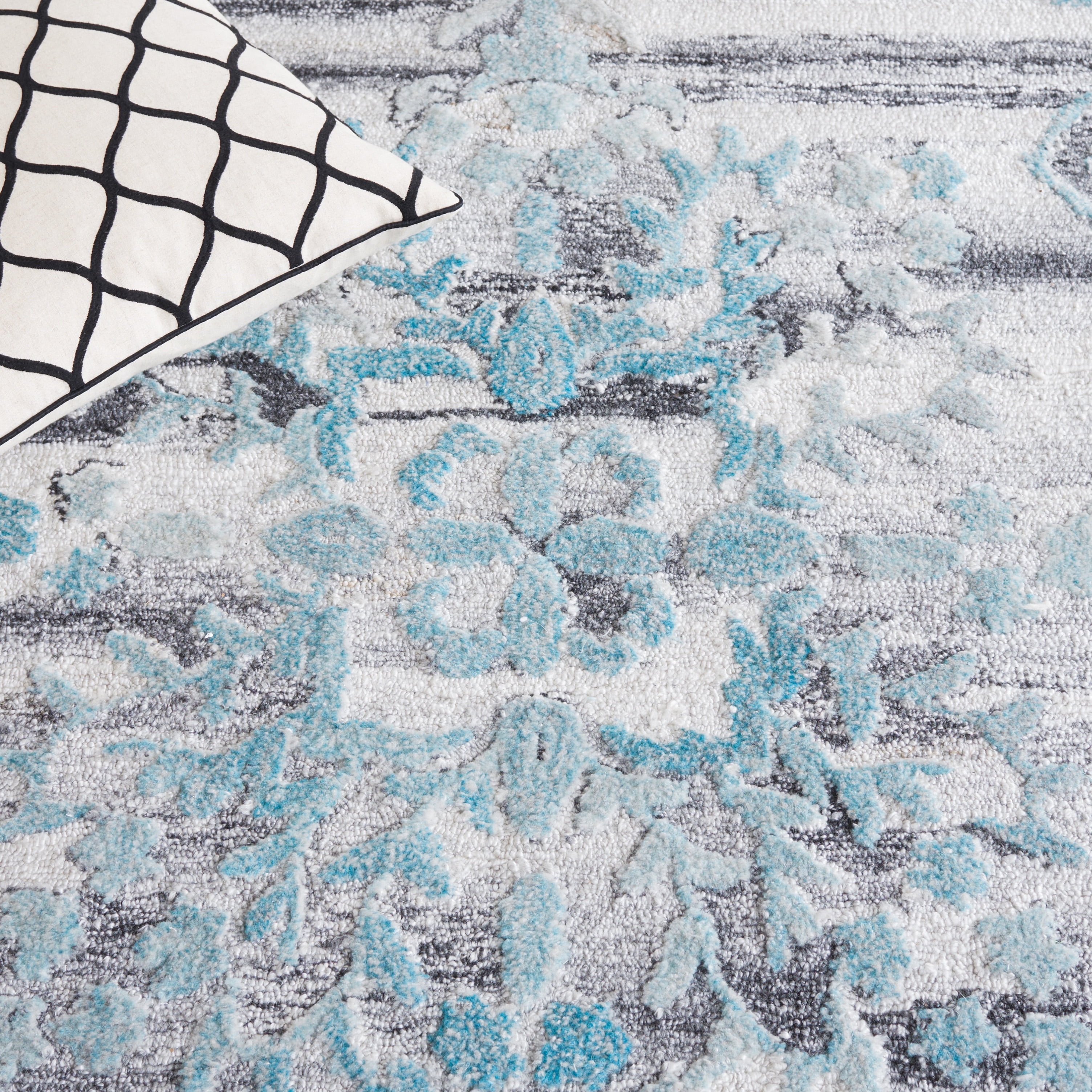 SAFAVIEH Marquee Madilyn Abstract Polyester Area Rug, Grey/Teal, 4' x 6'