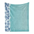 thumbnail image 1 of Evil Eye Soft Flannel Fleece Throw Blanket, Protective Vertical Border Abstract Faded Tones with Tiny Stars, Cozy Plush for Indoor and Outdoor Use, 50" x 60", Baby Blue Pale Blue, by Ambesonne, 1 of 6