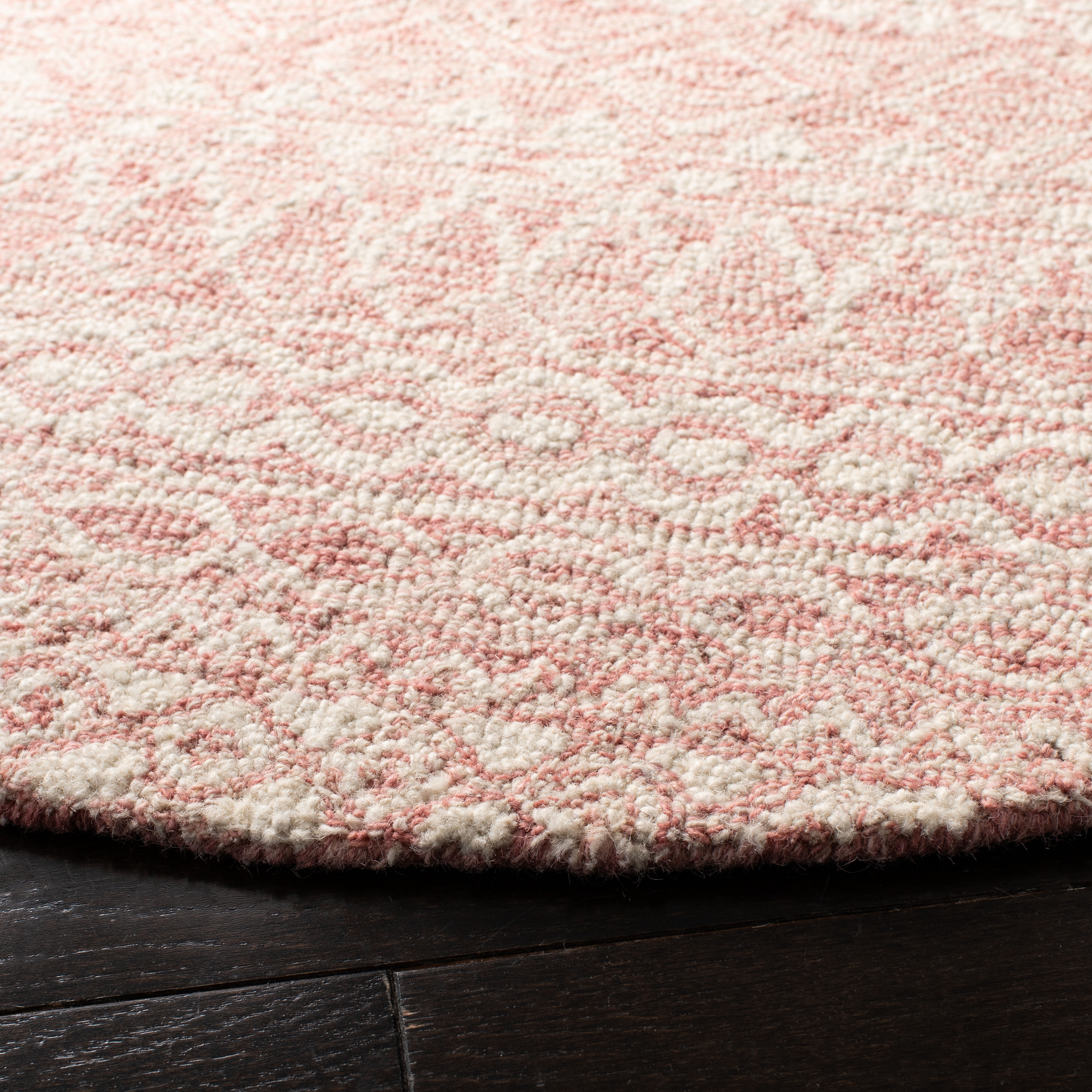 SAFAVIEH Micro-Loop Daithi Geometric Area Rug, Pink/Ivory, 7' x 7' Round