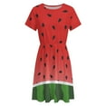 thumbnail image 4 of Watermelon Background with Seed Sundress Short Sleeve Dress Summer Women Clothes Dress for Women Dresses, 4 of 7