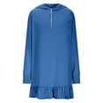 thumbnail image 4 of Tauxra Robe à Capuche Unie pour Femmes Robe Décontractée à Manches Longues avec Ourlet à Volants Robe Chandail pour Usage Quotidien, 4 of 9
