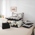 thumbnail image 6 of Manfei Spooky Halloween Print 7 Pieces Full Size Bedding Sets,Purple Floral Full Size Bed in a Bag,Black Reversible, 6 of 7
