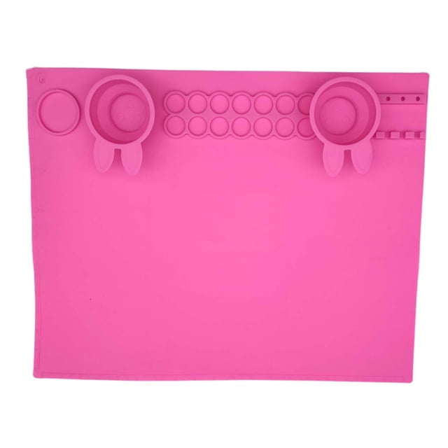 Tapete de silicona para manualidades, taza de limpieza de pinceles plegable, tapete de silicona suave para pintar rosa