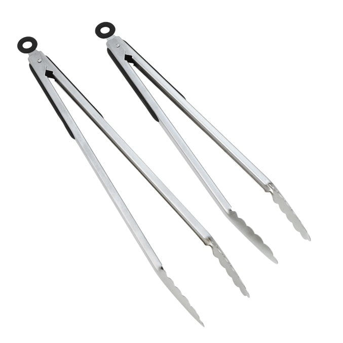 Restaurantware Met Lux Stainless Steel Heavy-Duty Tongs - with Rubber Grip - 12 inch - 1 Count Box, Size: 12, Silver