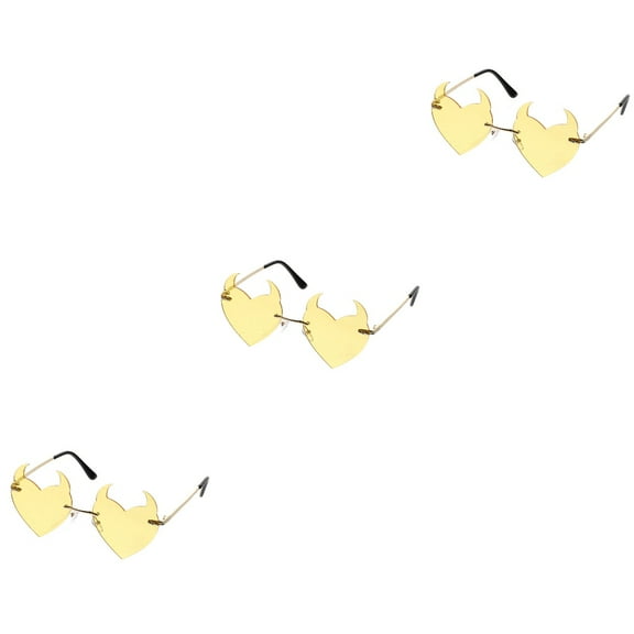 3 PCS Yellow Heart Glasses Blackout Sunglasses for Women Shaped Women's
