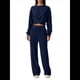 thumbnail image 3 of Conjunto de Chándal de 2 Piezas para Mujer: Sudadera Corta con Parte Delantera y Pantalón Deportivo de Pierna . Conjunto de Estar por Casa. Azul Marino M, 3 of 8