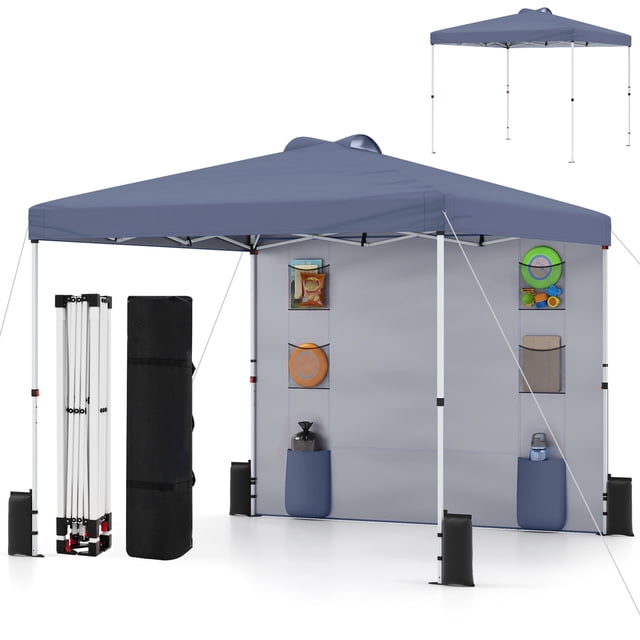 Costway Pop up Canopy Tent with Sidewall, 6 Pockets, Instant Setup Commercial Gazebo Gray