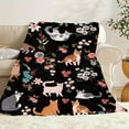 thumbnail image 5 of Whimsical Cat & Floral Print Flannel Throw Blanket Ultra-Soft Warm and Cozy for Snuggling Up on Couch or Bed Perfect Home Decor Accent with Vibrant Colors and Plush Texture Red, 5 of 7