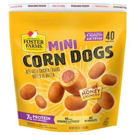 Foster Farms Honey Crunchy Mini Corn Dogs, 29.3 oz Box, 40 Ct (Frozen)
